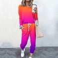 thumbnail image 3 of Mrat Womens 2 Piece Set 2 Piece Jogging Sets Gradient Color Polyester Long Sleeve Sweatsuits Sets Two Piece Track Suits Drawstring High Waist Pants Set Comfy Outfits T-Orange M, 3 of 5