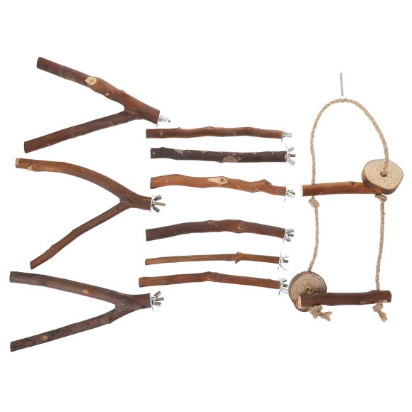 Shisuyan 10pcs Parrot Climbing Standing Branch Bird Perch Parakeet Toys Bird Cage Supply
