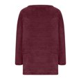 thumbnail image 4 of KIHOUT Spring Winter Womens Tops Round-Neck Plush Loose Solid Color with Pocket Warm Long Sleeve Blouse Tops, 4 of 6