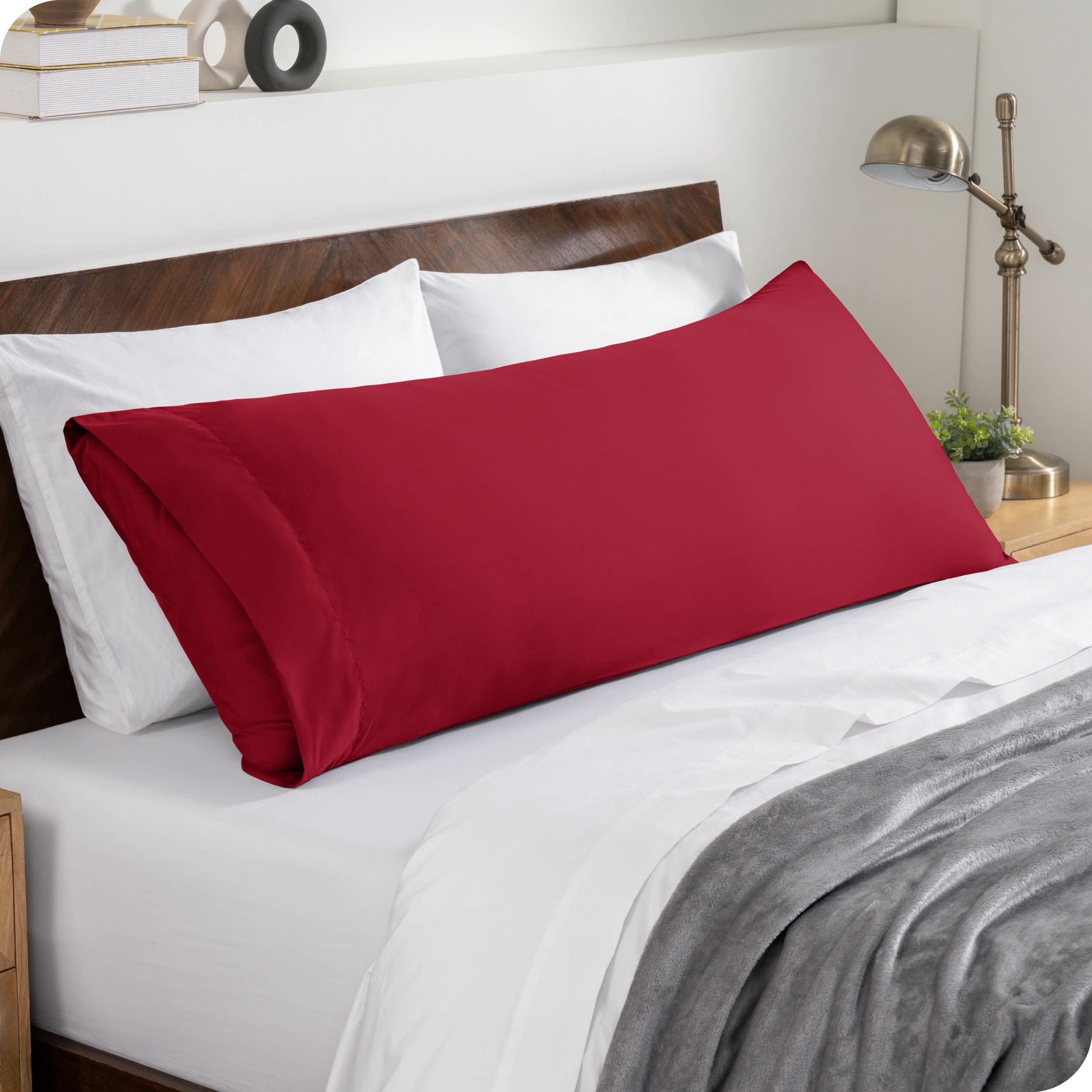 Bare Home Body Pillowcase - Envelope Closure - Ultra Soft - Double Brushed - Red