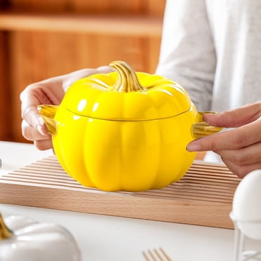 JWshufel Vaisselle en Céramique Citrouille d'Halloween pour Cadeaux des Fêtes avec Décor Polyvalent Améliorant les Célébrations Festives et Ustensiles de Cuisine Fonctionnels pour les Passionnés de Déjeuner 6.1x3.9in Jaune