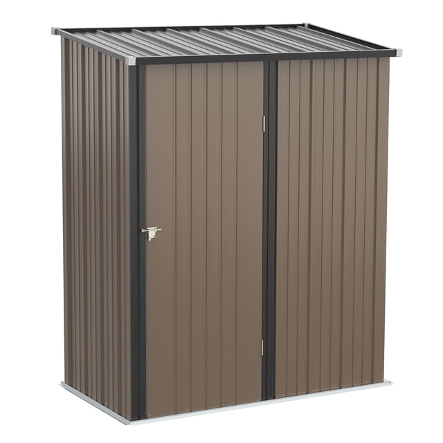 Outsunny Remise de Rangement Extérieure 5'x3' avec Porte Simple, Brun