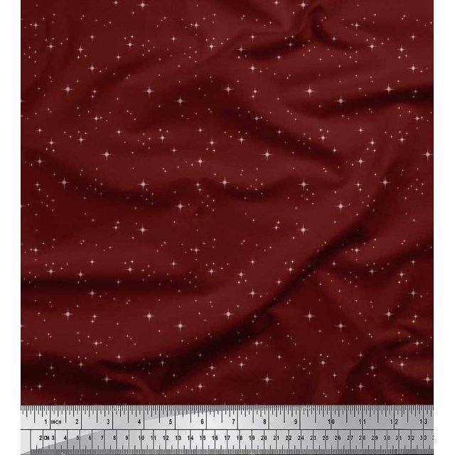 Soimoi Polyester Crepe Fabric Stars Shirting Print Fabric by The Yard 42 Inch Wide