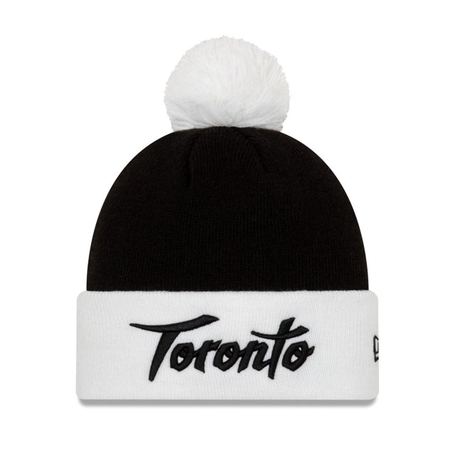 Ensemble des Fêtes pour Hommes Toronto Raptors NBA Authentics City Series, Tuque Tricotée Blanche à Revers avec Pompon