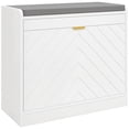 thumbnail image 1 of HOMCOM Shoe Bench with Flip Drawer, Cushion, 5 Pairs for Entryway White, 1 of 10
