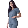 thumbnail image 2 of Adar Pro Heather Sarraus pour Femmes - Haut de Sarrau à Encolure Cœur en V - P4210H - Heather Navy - L, 2 of 7