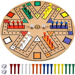 LOVEVER Jeu de tableau de bord rapide - Ensemble de 3 à 6 joueurs en bois avec 24pcs Et 2 Dies 6 Colorful Track Designs Family Game Night (en anglais seulement) Colorful Game Board (en français seulement) Parti Fête Idéale ou Cadeau d'anniversaire.