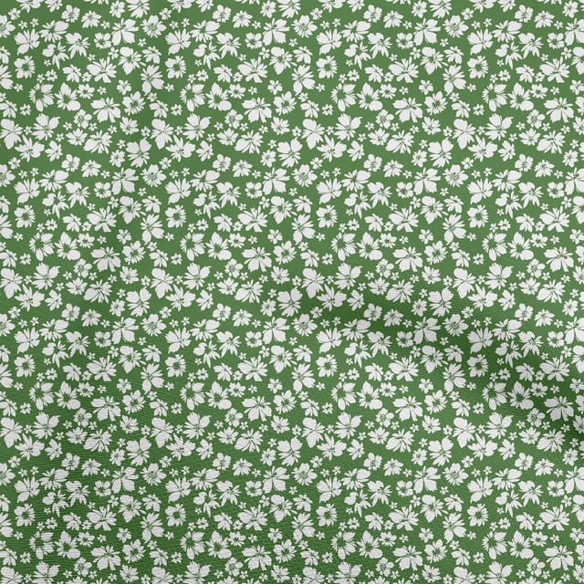 oneOone Cotton Silk Green Fabric Floral Craft Projects Decor Fabric Printed By The Yard 42 Inch Wide