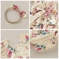thumbnail image 3 of Baby Girls Floral Rompers Set Flare Sleeve Jumpsuit With Headband Summer, 3 of 5