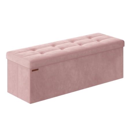 SONGMICS Storage Ottoman Bench, Foldable Ottoman Foot Rest, 38 x 110 x 38 cm, Foot Bench, Storage Chest, Load up to 660 lb