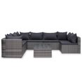 thumbnail image 3 of vidaXL 9 Piece Garden Lounge Set with Cushions Poly Rattan Grey, 3 of 5