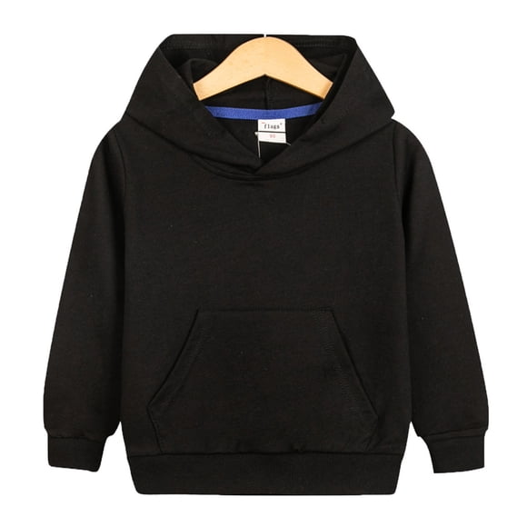 Milgrthf Toddler Baby Boys Girls Hoodies Long Sleeve Active Sweatshirts Casual Sports Kangaroo Pocket Pullover Top Fall Winter Clothes Black 11-12Years