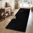 thumbnail image 1 of HOMERRY Plush Polyester Shag Area Rug 2'x 8' Fluffy Runner Rug Plush Decorative Runner Rug for Indoor Home Floor Carpet, Black, 1 of 2