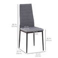 thumbnail image 3 of HOMCOM Ensemble de 4 Chaises de Salle à Manger, Chaises d'Appoint Rembourrées en Tissu de Lin, Gris, 3 of 10