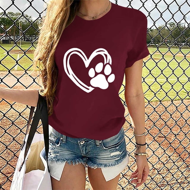Pisexur Valentines Day T-shirt Top Mode Femme Décontracté Col Rond Blouse Imprimée T-shirt à Manches Courtes Hauts d'Été