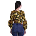 thumbnail image 2 of Moomaya Printed Womens Crop Top Wrap Style Top Wear Ruffle Long Sleeve Casual Summer Blouse, 2 of 5