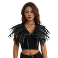 thumbnail image 1 of Fortune Cape Gothique à Plumes pour Femmes Halloween Cosplay Fête Châle à Lacets Boléro, 1 of 8