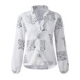 thumbnail image 1 of Innerwin Shirts Long Sleeve Women Blouse Office Ruffled Loose Tops Letters S, 1 of 5