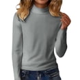 thumbnail image 2 of Floleo Women's Ribbed Turtleneck Fitted Tops Long Sleeve Shirts Basic Thermal Layering(Gray,2XL), 2 of 9
