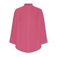 thumbnail image 4 of Timegard Chemises pour Femmes en Coton et Lin à Boutons, Col à Revers, Blouse à Manches 3/4, Hauts d'Automne avec Poches, 4 of 5