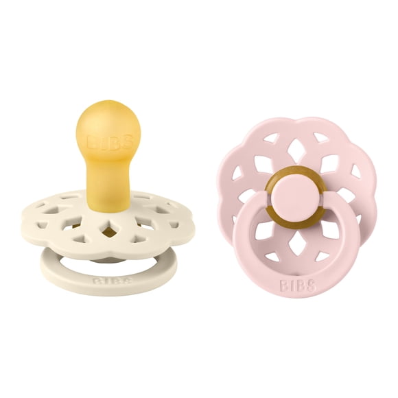 BIBS Pacifiers - Boheme Collection | BPA-Free Baby Pacifier | Made in Denmark | Set of 2 Ivory/Blossom Color Premium Soothers | Size 0-6 Months