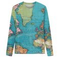 thumbnail image 3 of IROINID Liquidation T-Shirts à Manches Longues pour Femmes Col Rond Imprimé Haut T-Shirt Blouse, Bleu, 3 of 3