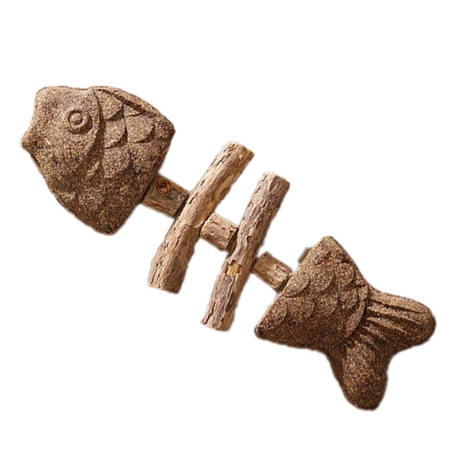 Cat Fish Bone Toy - Wood, Scented, Teeth Cleaning, Durable, 3 Types (Mixed/Fruit), Reduces Stress, For Cats