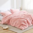 thumbnail image 1 of Regency Heights Full/Queen Size Comforter Set, Fluffy Ribbed Plush Comforter Set, 3-Piece Bedding Set, Pink, 1 of 7