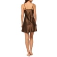 thumbnail image 3 of INSPIRE CHIC Nuisette en Satin à Dentelle pour Femme, Col en V, Robe de Détente, Camisole, Chemises de Nuit, G Brun, 3 of 6