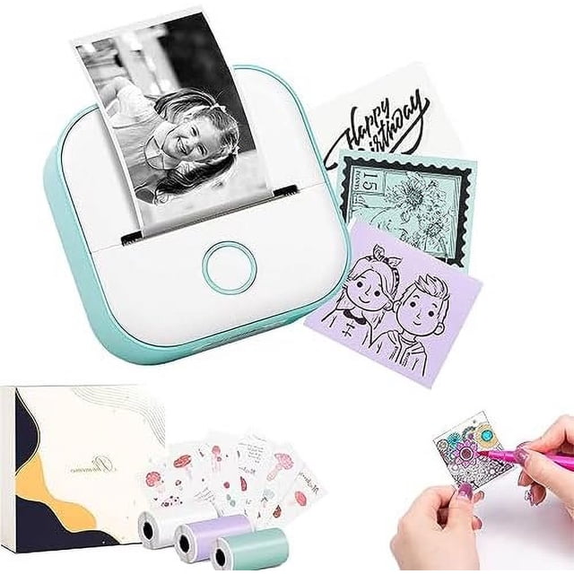 POINTERTECK Print Pod Print Pods Mini Printer Pocket Mini Printer Mini Pocket Sticker Printer Inkless Sticker Printer for DIY Scrapbook Fast Printing Portable Mini Thermal Printer (Fu