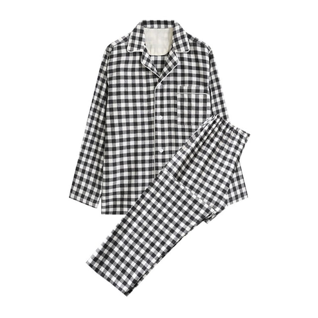 LSLJS Ensembles de Pyjama pour Hommes Décontractés Vêtements d'Intérieur Hauts à Manches Longues Pantalons Col Rabattu Pyjamas de Nuit Ensembles de Détente, Vêtements de Nuit pour Hommes Cadeaux pour Hommes
