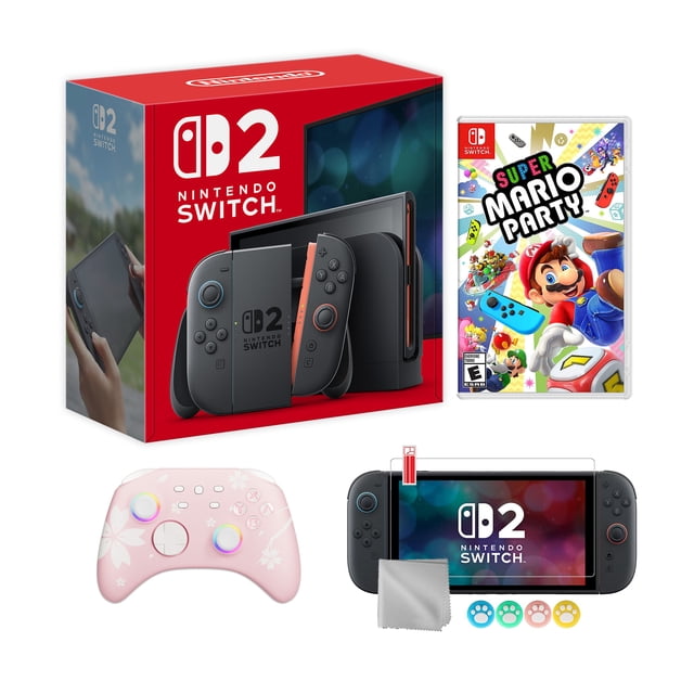 Nintendo Switch 2 Console 256GB 7.9-Inch 1080P HDR Touch Screen, Joy-Con 2 with Mouse Sensor, Dock, with Super Mario Party And Mytrix Wireless Pro Controller & Accessories