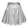 thumbnail image 1 of Jupe-short Mini pour Femmes Métallique Scintillante Brillante Évasée Plissée Ligne A Taille Haute Tenue Tendance, 1 of 5