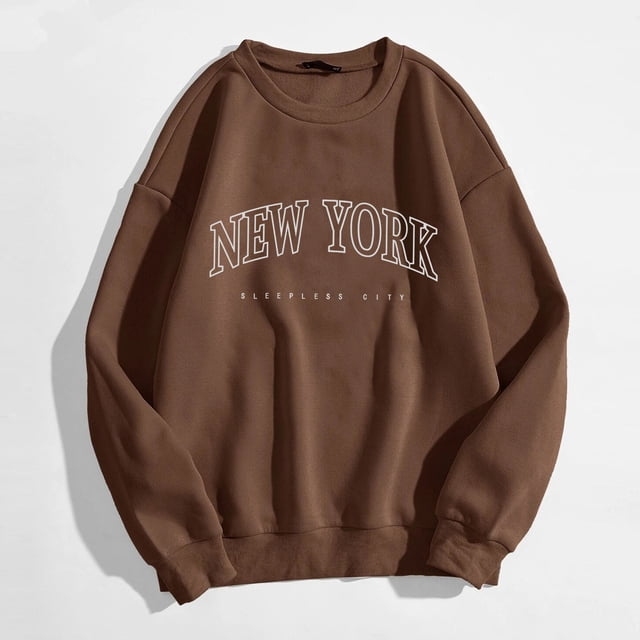 UANWENN T-Shirts Graphiques à Manches Longues Décontractés pour Femmes, Chandails à Col Rond, Hauts à Enfiler pour Femmes, Vêtements d'Automne pour Femmes, Chandails Courts pour Femmes, Haut d'Entraînement à Main Complète, Chandails à Capuchon Butter pour Femmes, Couleur