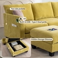 thumbnail image 4 of 124" Modular Sectional Sofa, U-Shaped 6 Seater Sectional Sofa with Storage Ottoman & USB Ports,Yellow, 4 of 9