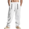 thumbnail image 2 of Styesk Men's Pants Men Casual Fashion Loose Wide Leg Pants Drawstring Pockets Beach Exercise Straight Barrel Pants, 2 of 9
