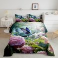 thumbnail image 3 of YST 7 Pcs 3D Hummingbird Bed In A Bag Pink Hydrangea Comforter Set Full Rustic Floral Animal Bedding Sets Nature theme Sheet Set with Comforter All Season,Soft, 3 of 5