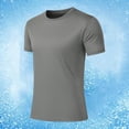 thumbnail image 2 of Pisexur T Shirts for Man , Hommes Mode Décontractée Couleur Unie Col Rond Course Exercice et Entraînement Physique Manches Courtes Haut Gris Foncé,4TG Chemises de Golf Hommes & Chemises Hommes, 2 of 6