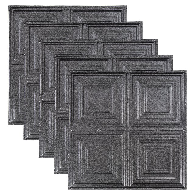 Great Lakes Tin Syracuse Pewter 2ft x 2ft Nail Up Ceiling Tiles (5 Pack)