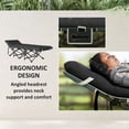thumbnail image 4 of Folding Camping Cot for Adults with 3.5" Removable Cushion and Angled Headrest, Portable Metal Frame Camp Bed with Carry Bag, 73.2"L x 26.8"W, Black, for Outdoor Travel, 4 of 7