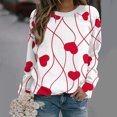 thumbnail image 2 of VALMASS Chandails en Molleton de la Saint-Valentin pour Femmes Manches Longues Col Rond Décontracté Mode Ample Blouses (S, Blanc-g), 2 of 4