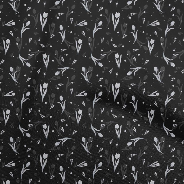 oneOone Cotton Poplin Black Fabric Florals Craft Projects Decor Fabric Printed By The Yard 56 Inch Wide