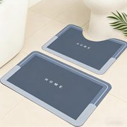 Usloyux Diatomaceous Earth Bath Mats, Fast Drying Absorbent Bathroom Floor Mat, U-Shaped Toilet Mat and Bathroom Entrance Rug, Non-Slip Quick Dry Floor Mat for Shower Tub Sink Area, 2-Piece Set