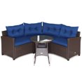 thumbnail image 1 of Gymax 4PCS Wicker Patio Sofa Set Rattan Outdoor Furniture Set w/ Navy Cushions, 1 of 6