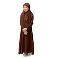 thumbnail image 1 of RXMEKW Muslim Dress Set With Shawl for Girls Long Sleeve Round Neck Ruffle Dress 2-Piece Outfit Pink, 1 of 8