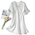 thumbnail image 1 of Sakmal Robe de Nuit en Satin pour Femmes, Robe de Nuit en Soie Blanche à Manches Courtes, Chemises de Nuit pour Femmes, 1 of 5