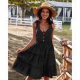 thumbnail image 3 of YNIQUE Womens Summer Casual Spaghetti Strap Smocked Ruffled Vacation Mini Dress, 3 of 6