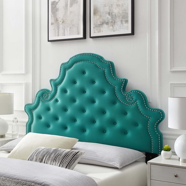 Modway Diana Tête de Lit en Velours Performance Capitonnée Full/Queen en Turquoise