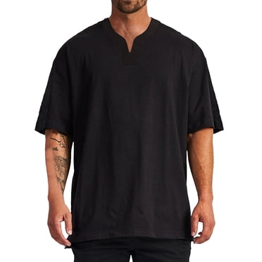Ketyyh-chn99 Chemises Grandes Tailles pour Hommes Chemise de Base Unie Hauts T-Shirt à Poche pour Hommes T-Shirt en Coton à Poche pour Hommes T-Shirt à Col Rond pour Hommes Noir,G