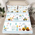 thumbnail image 2 of Erosebridal Cartoon Bus Car Queen Sheet Sets, Street House Bedding Queen Size, Construction Vehicle Decor, 2 of 6